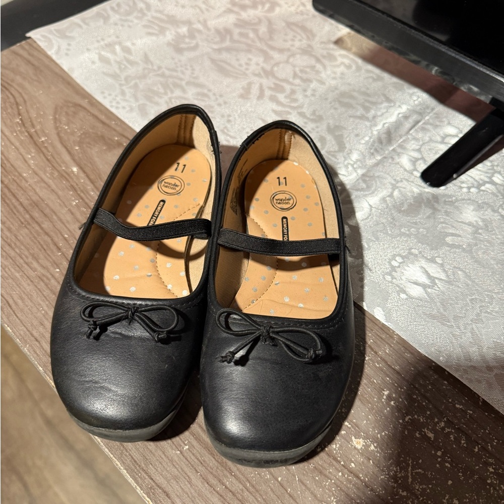 Wonder Nation Black Dress Shoes with Bow